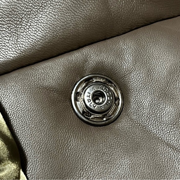 Brown Leather Belted Winter Puffer Jacket - Picture 6 of 14